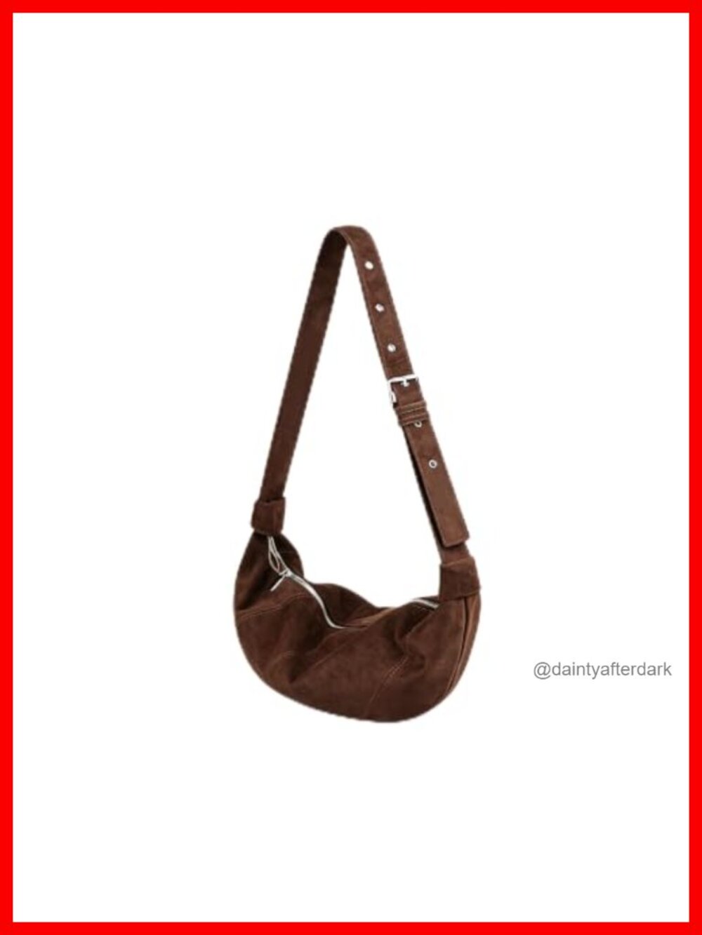 Faux Suede Crossbody Shoulder Bag Slouchy Crescent Tote